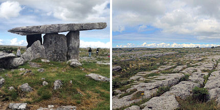 The Burren landscape and the Poulnabrone dolmen